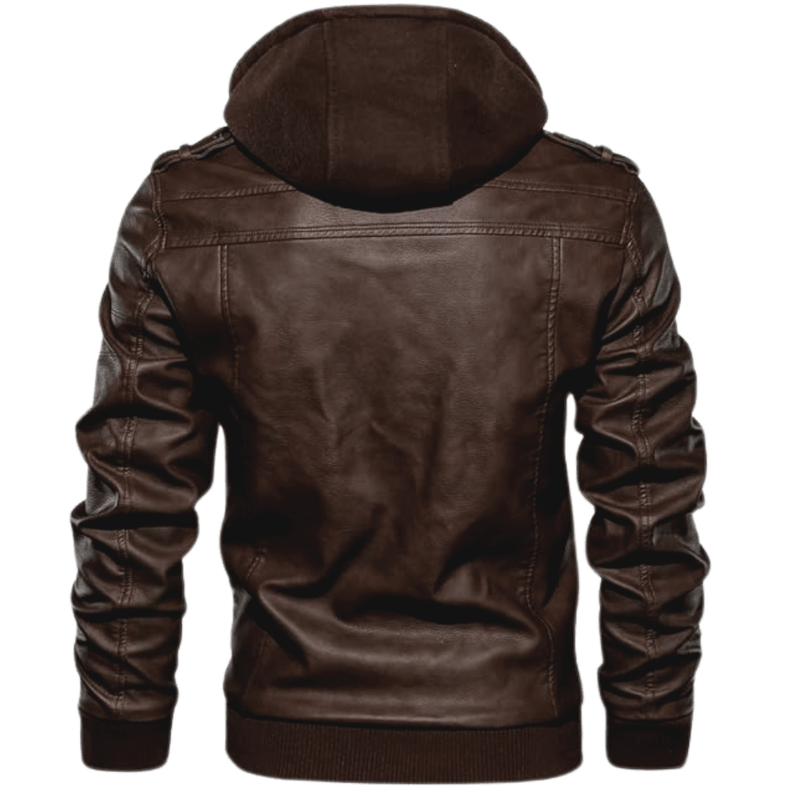 CHAQUETA DE CUERO MASCULINA CON CAPUCHA REMOVIBLE - PROMOCIÓN DE INVIERNO - Offertienda