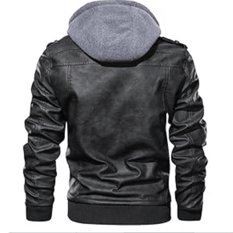 CHAQUETA DE CUERO MASCULINA CON CAPUCHA REMOVIBLE - PROMOCIÓN DE INVIERNO - Offertienda